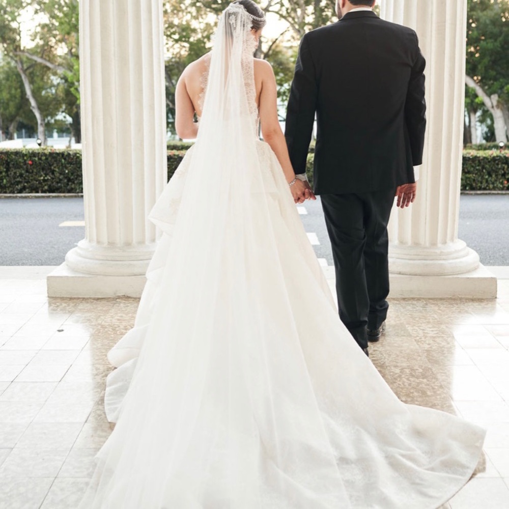 Cathedral Bridal Mantilla Veil With Lace Edge